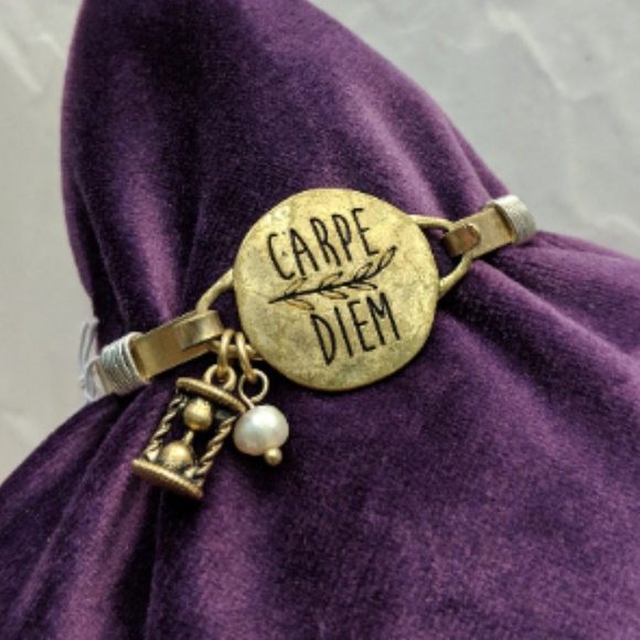 Jewelry - Hammered Steel Bracelet "Carpe Diem" Jewelry - Hammered Steel Bracelet "Carpe Diem"